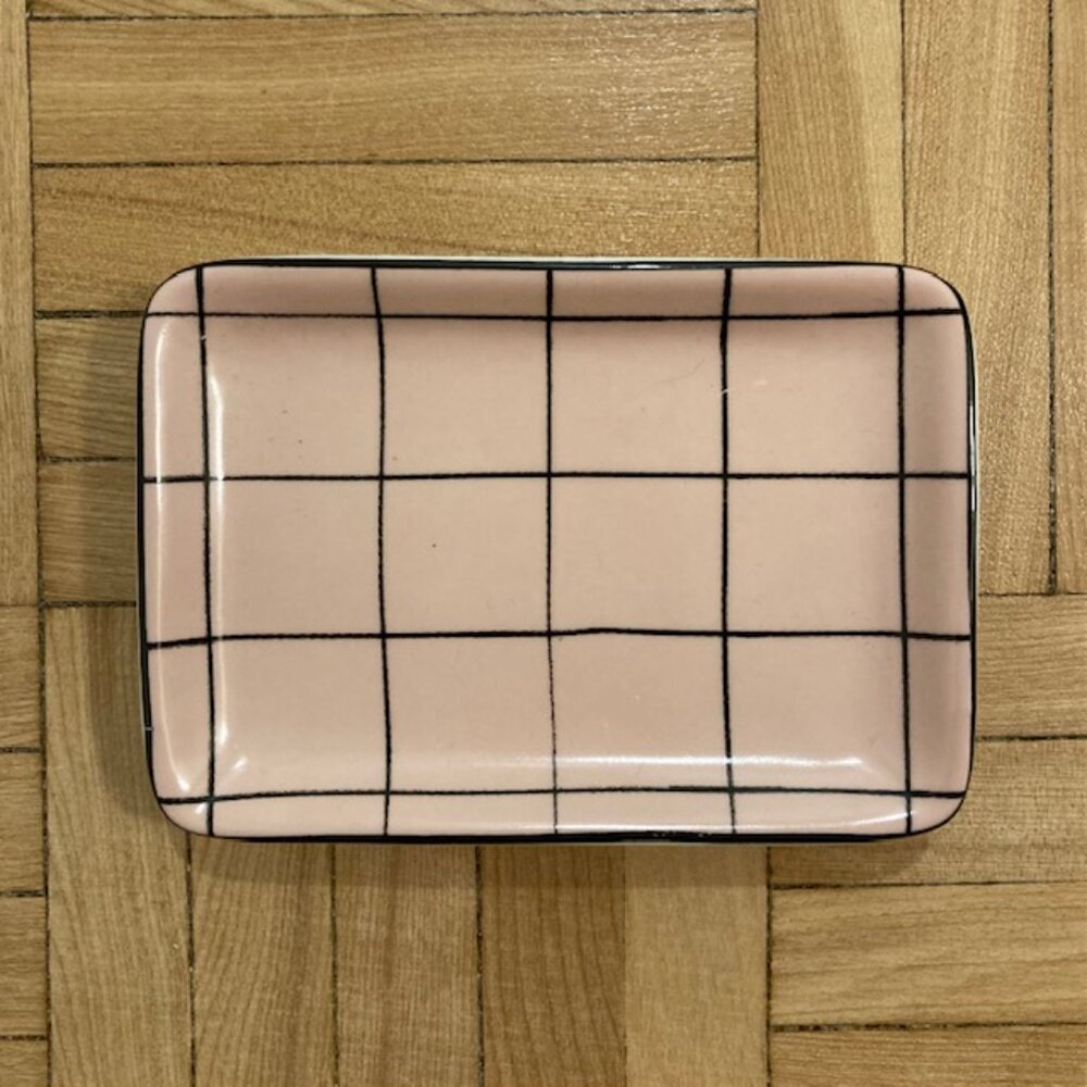Pink & Black Checkered Plaid Small Dish